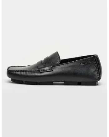 Pantofi loafer din piele cu varf patrat Driver, Negru