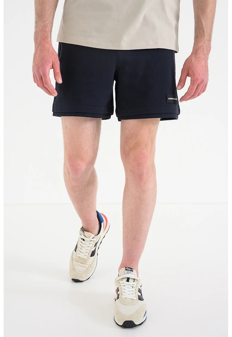 Pantaloni scurti cu snur si buzunare cu fermoar, Albastru ultramarin
