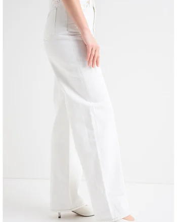 Blugi relaxed fit cu talie inalta, Alb