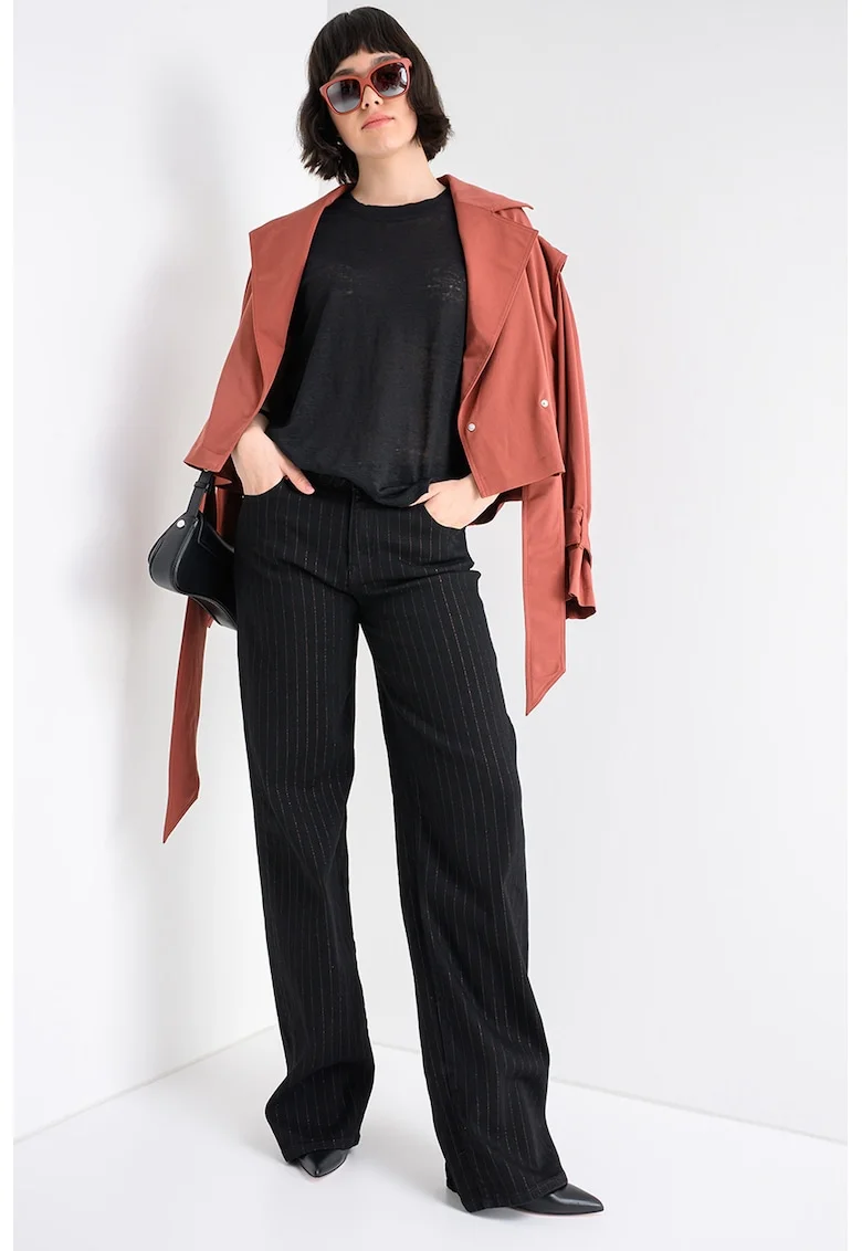 Blugi relaxed fit cu dungi stralucitoare, Auriu/Negru