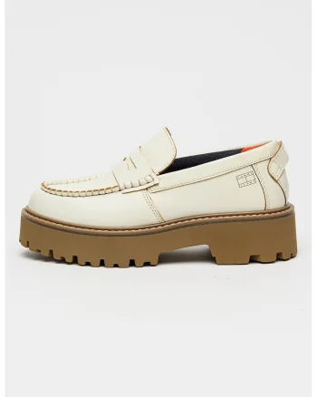Pantofi loafer de piele Archive'01, Alb optic/Caramel