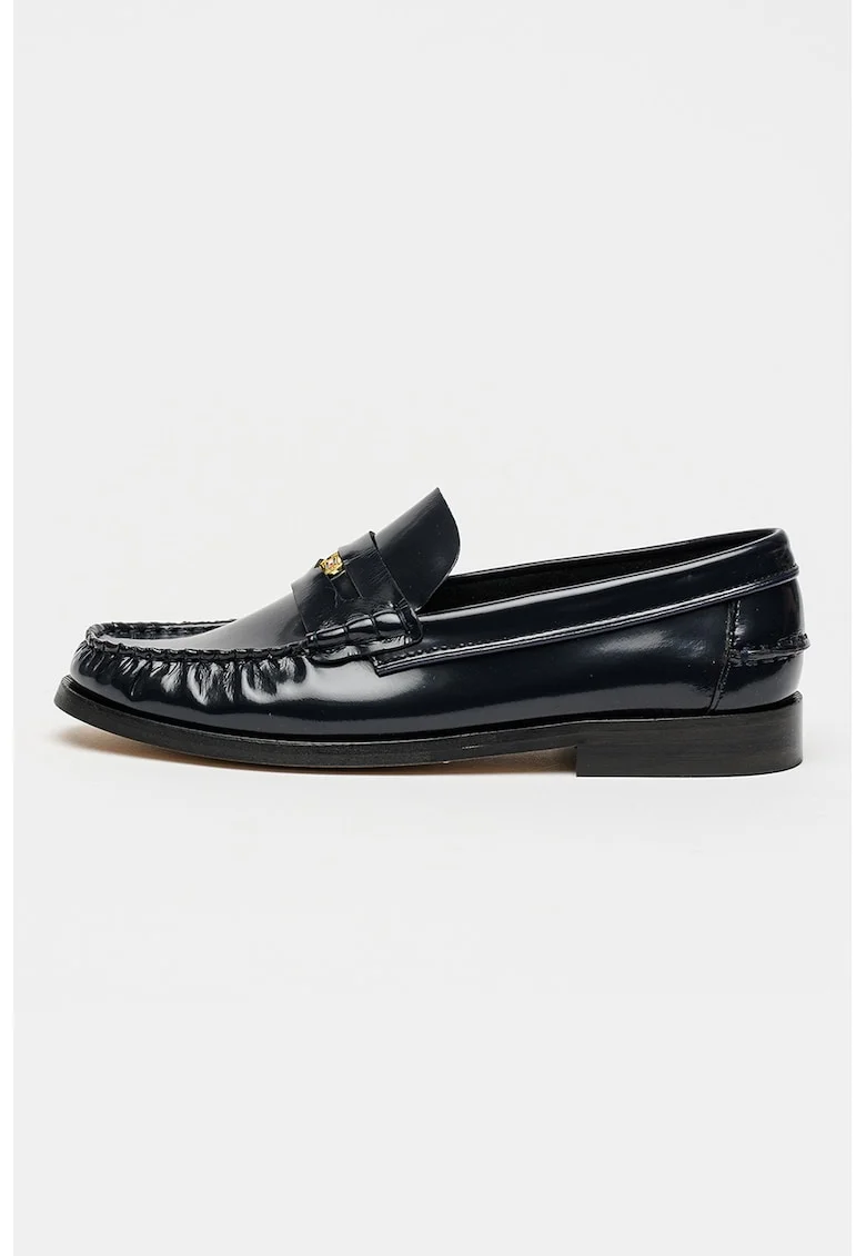 Pantofi de piele cu varf rotund, Negru