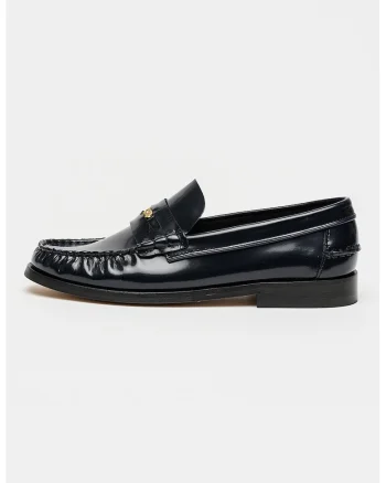 Pantofi de piele cu varf rotund, Negru