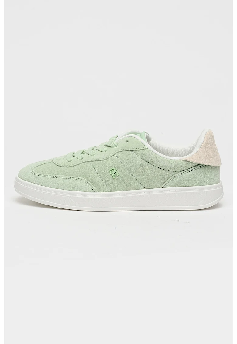 Pantofi sport din piele intoarsa cu monograma Heritage, Verde fistic