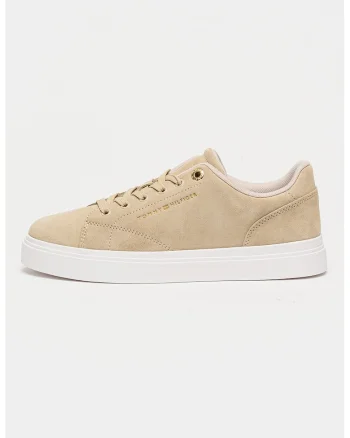Pantofi sport low-cut din piele intoarsa, Maro taupe deschis