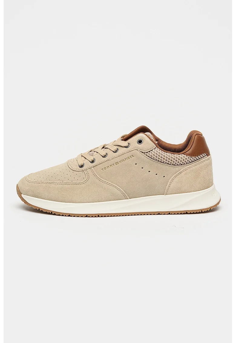 Pantofi sport din piele intoarsa cu detalii perforate Newport, Maro taupe deschis
