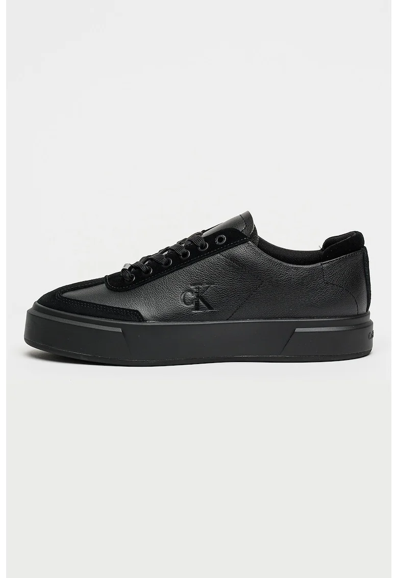 Pantofi sport low-cut de piele cu talpa cupsoe, pentru bashet, Negru