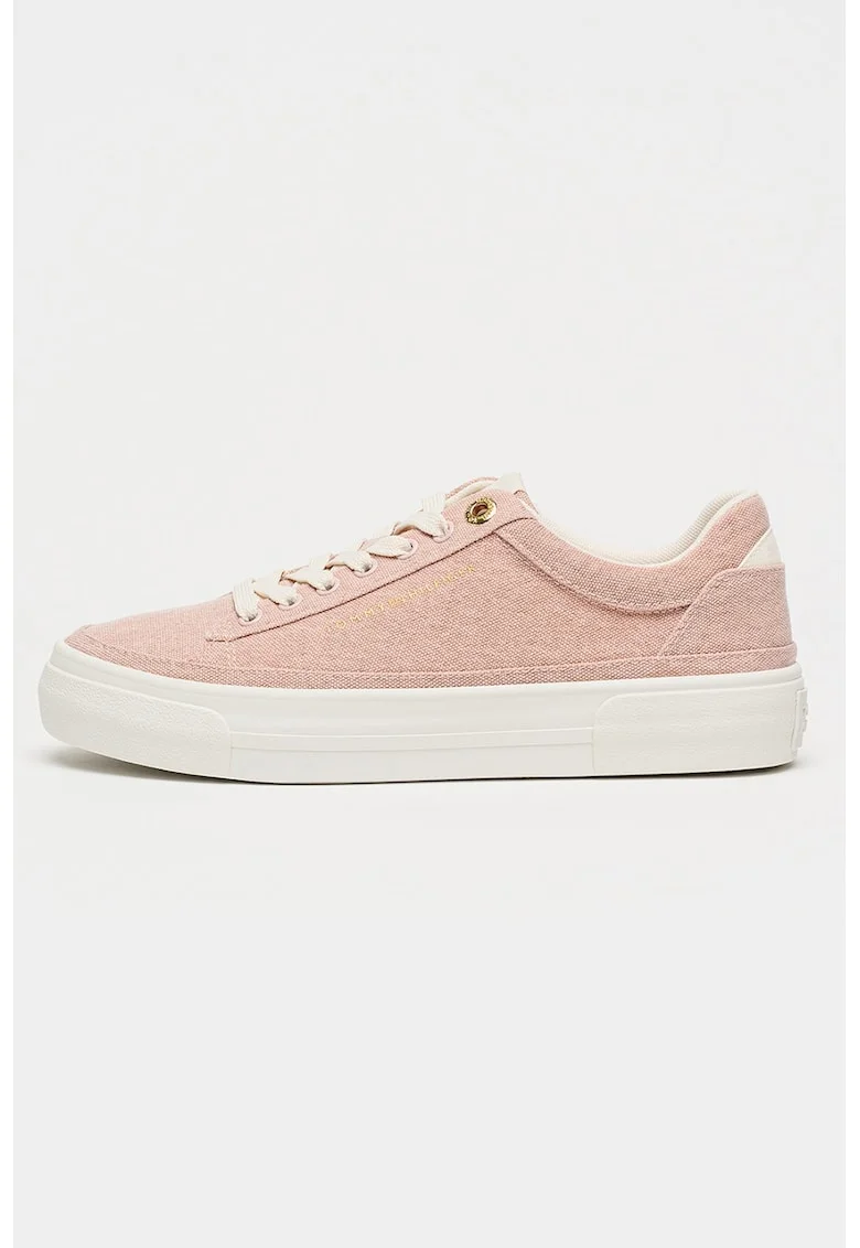 Pantofi sport flatform din material textil Foxing, Rosu stins