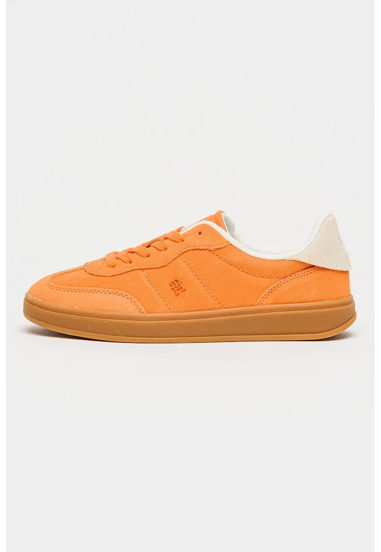 Pantofi sport din piele intoarsa cu monograma Heritage, Portocaliu mandarina/Alb murdar