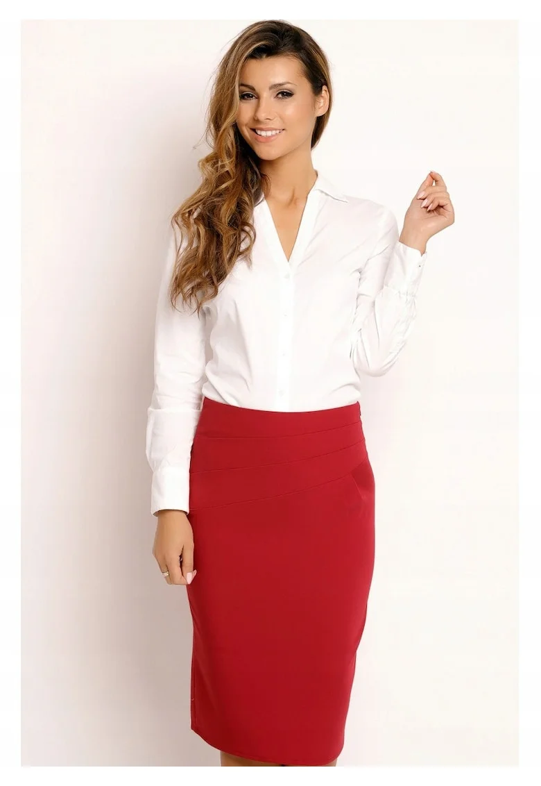Fusta Midi L030,, Rosu inchis