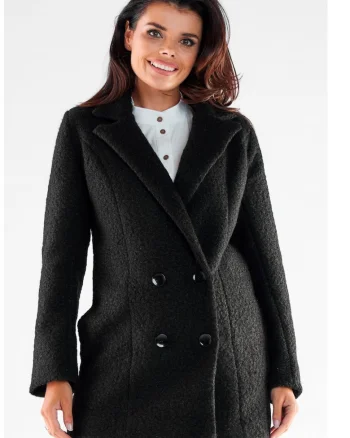 Palton elegant cu doua randuri de nasturi,, Negru