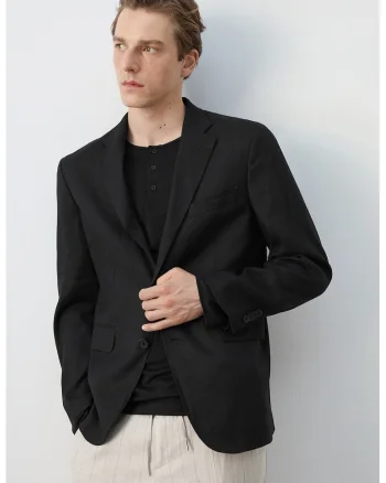 Sacou slim fit din amestec de in Amalfi, Negru