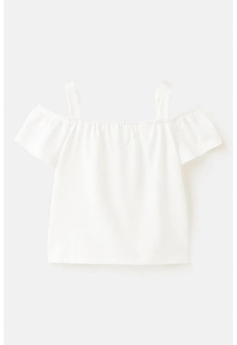 Tricou uni cu decolteu pe umeri, Alb