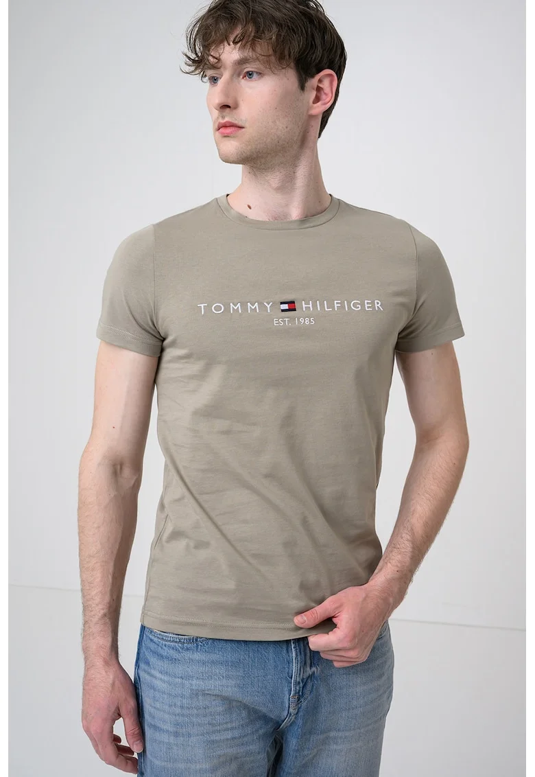 Tricou din bumbac cu broderie logo