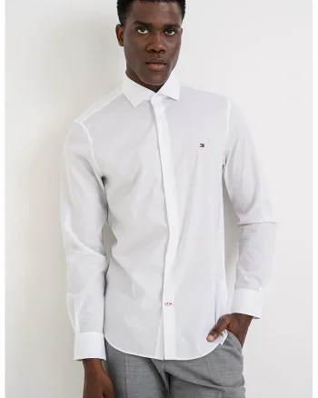 Camasa slim fit din amestec de bumbac, Alb optic