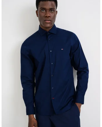 Camasa slim fit din amestec de bumbac, Bleumarin