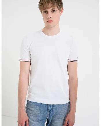 Tricou regular fit din amestec de bumbac, tricotat fin, Alb