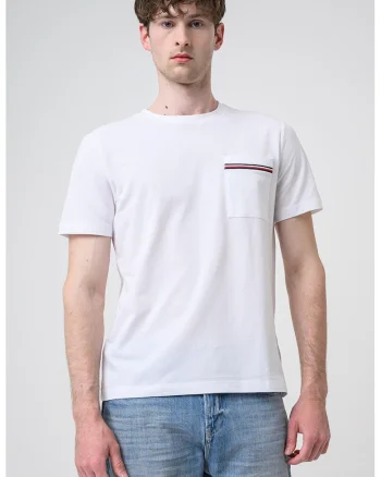 Tricou de bumbac cu buuznar pe piept, Alb