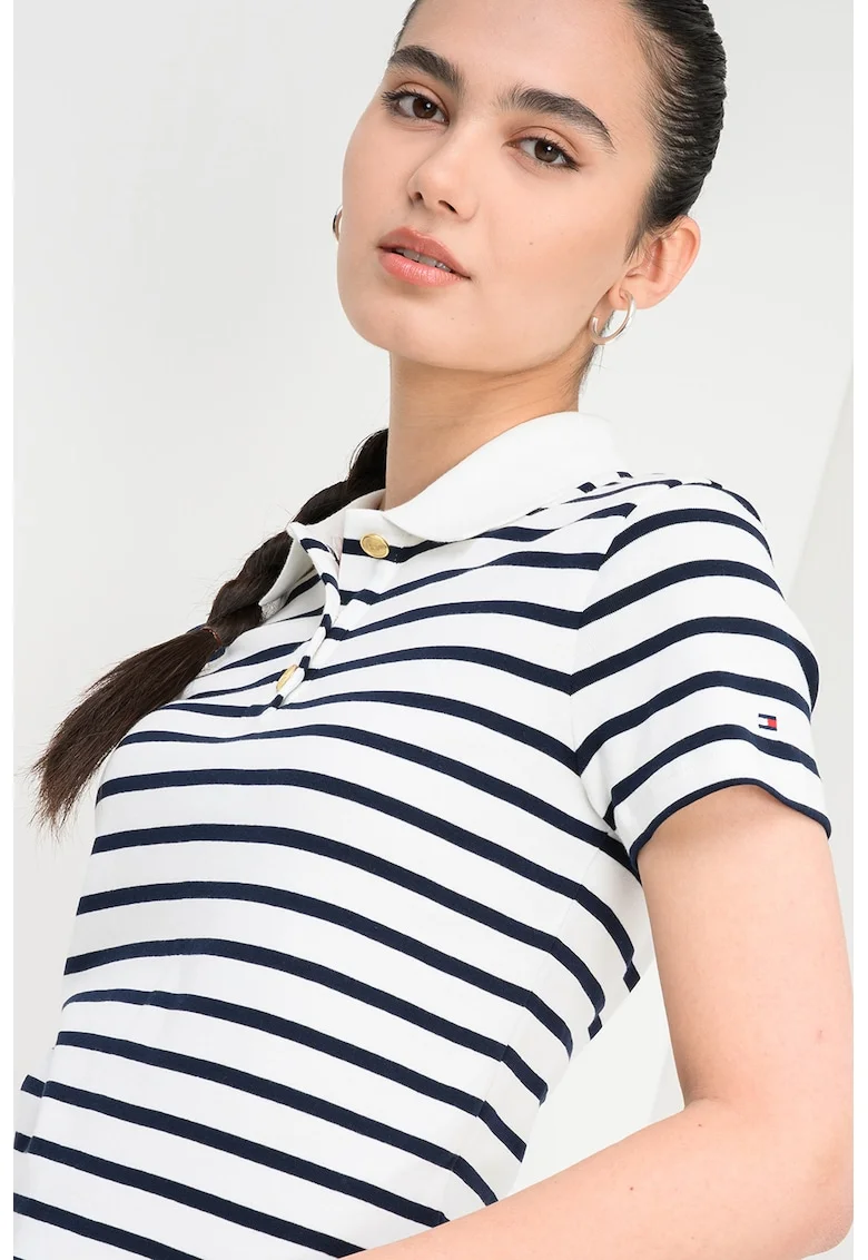 Tricou polo cu croiala slim-fit, Alb/Albastru ultramarin