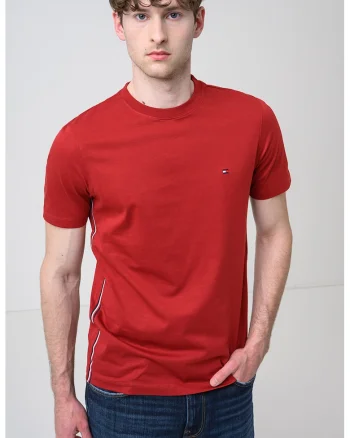 Tricou din bumbac cu logo brodat, Rosu inchis