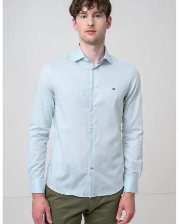 Camasa de bumbac cu maneci lungi, Verde menta