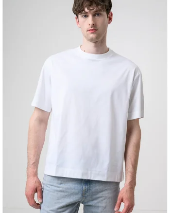 Tricou uni de bumbac, Alb