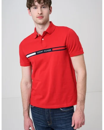 Tricou polo din amestec de bumbac organic, Rosu/Bleumarin