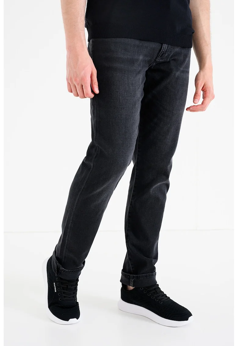 Blugi relaxed fit cu talie medie, Negru carbon