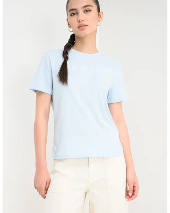Tricou din bumbac cu imprimeu logo, Alb/Albastru pastel