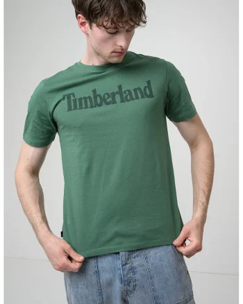 Tricou cu imprimeu logo contrastant Linear, Verde