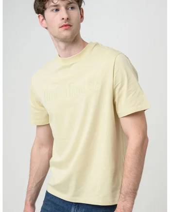 Tricou de bumbac cu broderie logo Hampthon, Bej deschis
