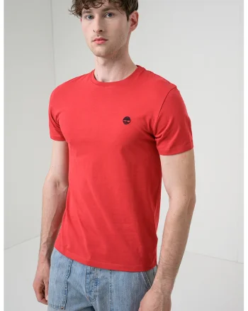 Tricou cu decolteu la baza gatului si logo Oyster River, Rosu