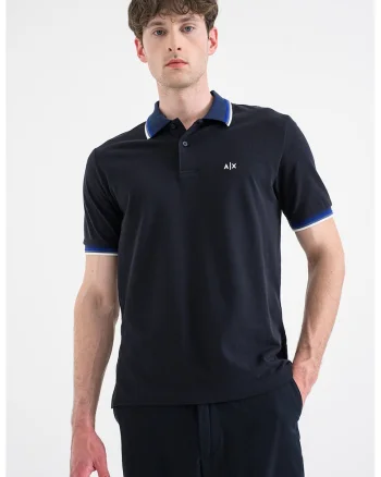 Tricou polo cu logo discret, Bleumarin