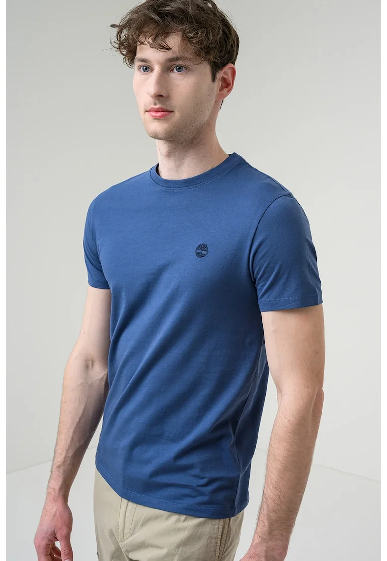Tricou cu decolteu la baza gatului si logo Oyster River, Albastru inchis