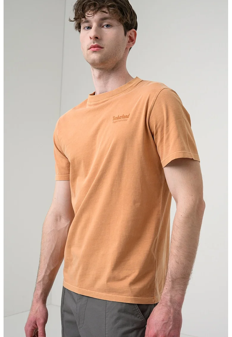 Tricou din bumbac cu imprimeu logo, Caramel