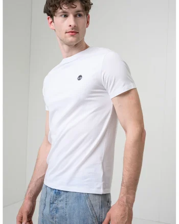 Tricou cu decolteu la baza gatului si logo Oyster River, Alb