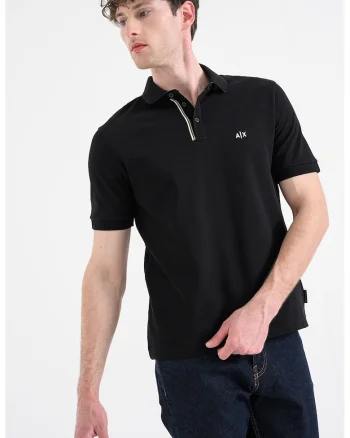 Tricou polo cu detaliu logo, Negru