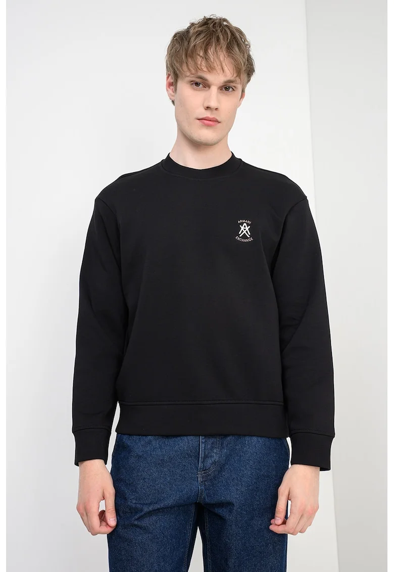 Bluza de trening cu decolteu la baza gatului, Negru