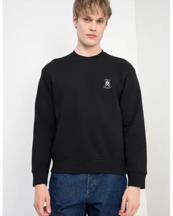 Bluza de trening cu decolteu la baza gatului, Negru