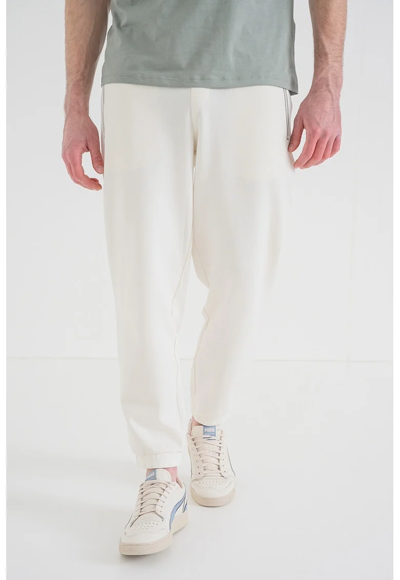 Pantaloni de trening cu croiala conica, Alb murdar