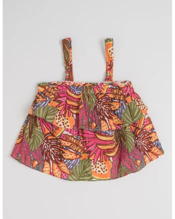 Top din bumbac cu model, Multicolor