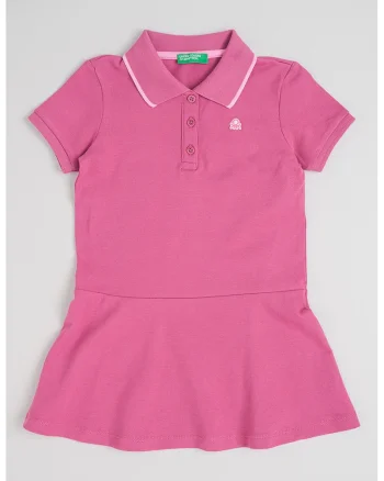 Rochie polo cu fenta cu nasturi, Roz
