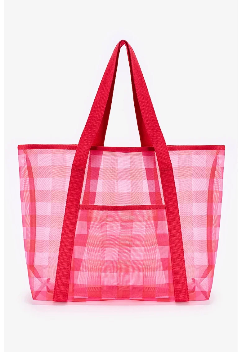 Geanta tote semi-transparenta, Rosu aprins