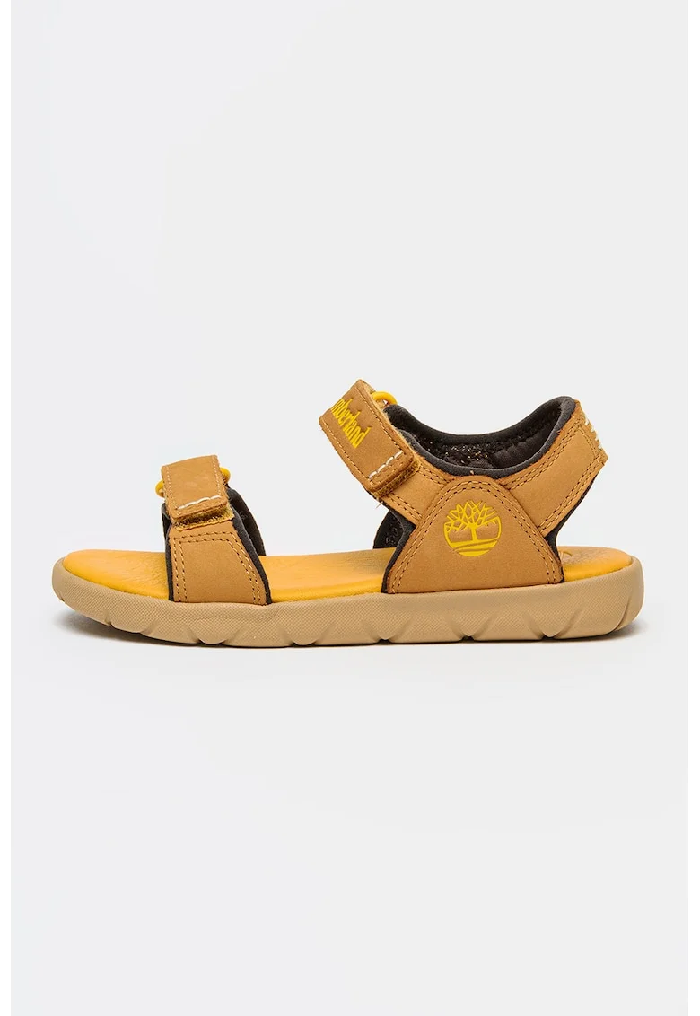 Sandale din piele intoarsa cu inchidere velcro Perkins Row, Caramel