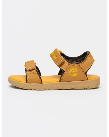 Sandale din piele intoarsa cu inchidere velcro Perkins Row, Caramel