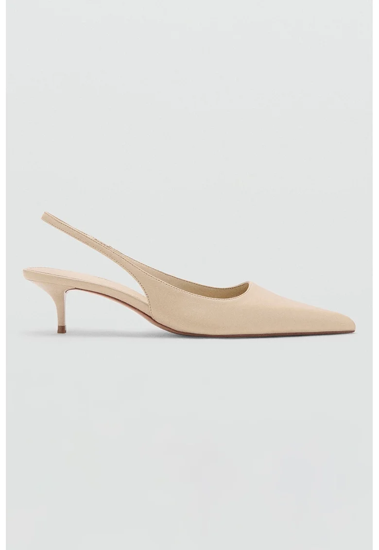 Pantofi sliback cu toc kitten, Bej deschis