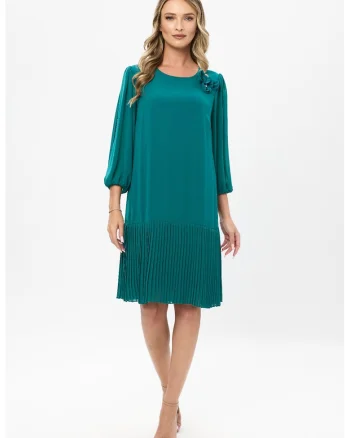 Rochie cu aplicatie florala Tereza, Verde englez