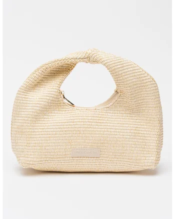 Geanta hobo cu aspect tesut Scala, Bej deschis