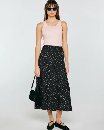 Fusta midi cu motiv floral Vendi 906