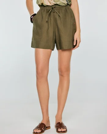 Pantaloni scurti din in cu talie elastica Linami 303